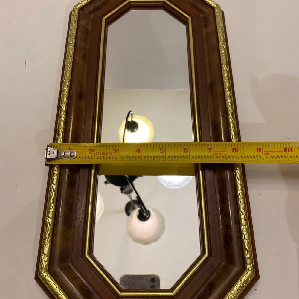 Vintage Octagon Mirror Wood with Gold Trim 18-1/2” X 8-1/2” Set O…
